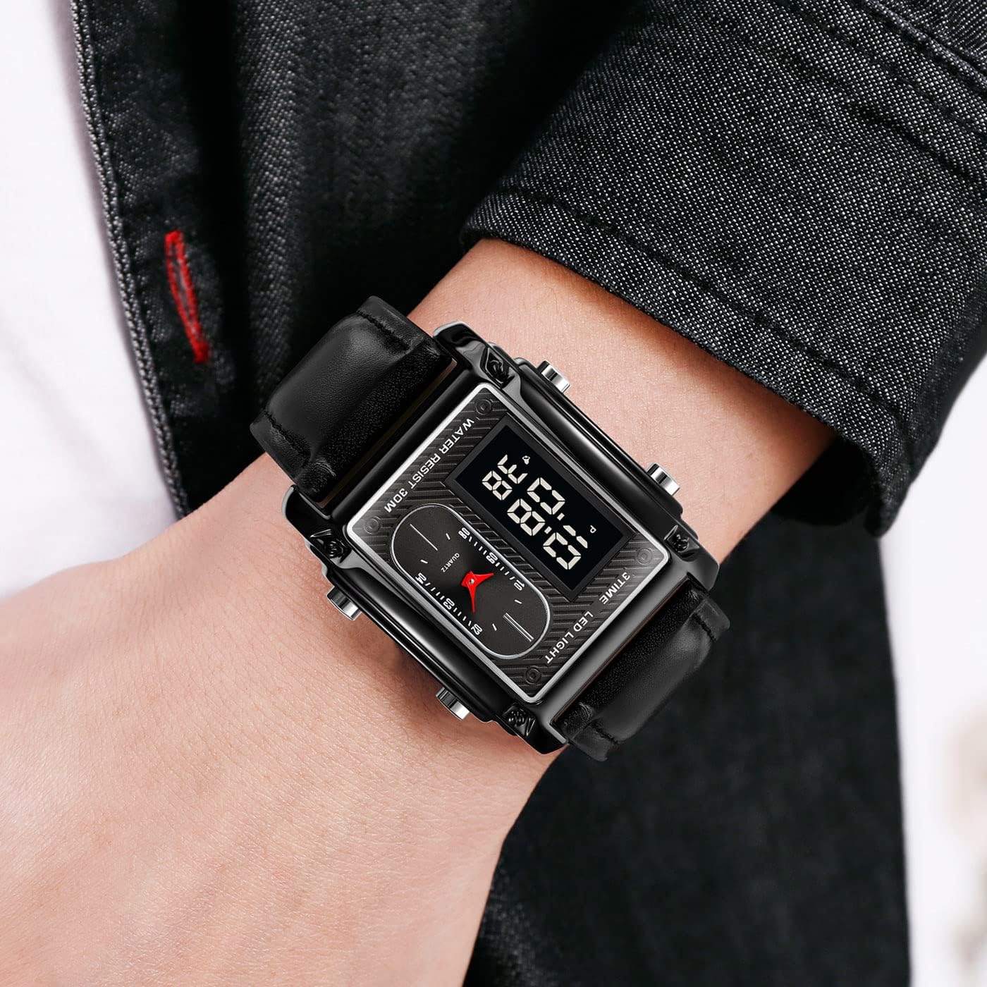 Original Skmei 1868 Boys New Style Design Famous Watch Digital Analog Mens Wrist Watches for Men Luxury Watch - Without Box - Black With Golden Case