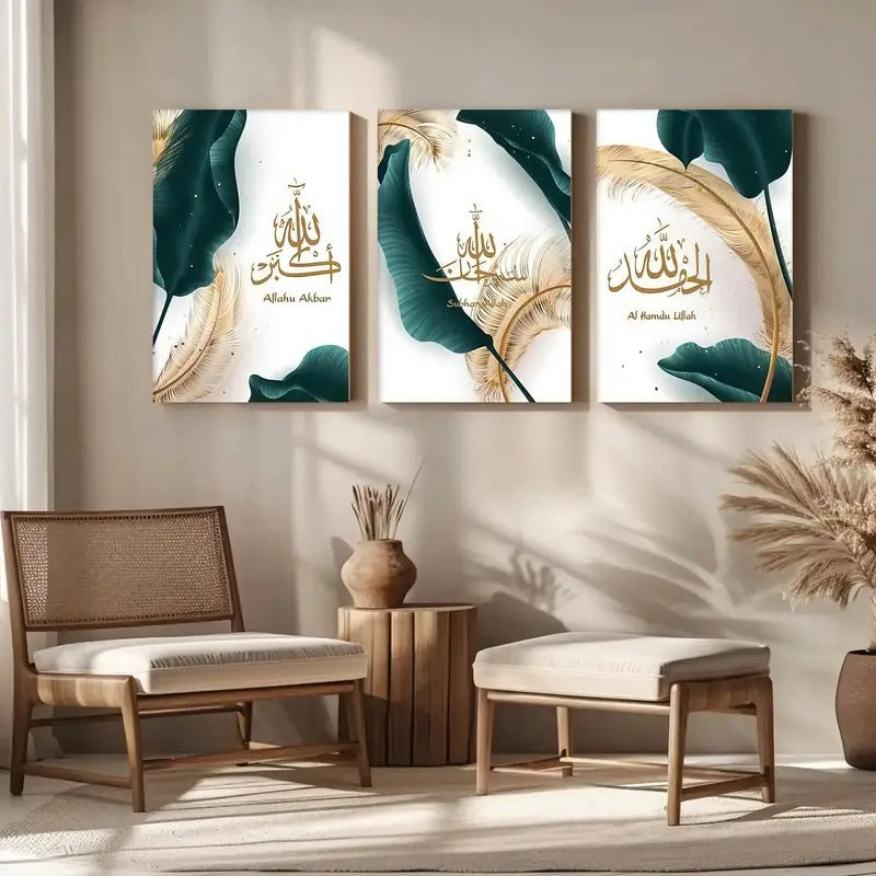 Set of 3 wall art sticky wooden canvas frames for home decore / sticky phototiles