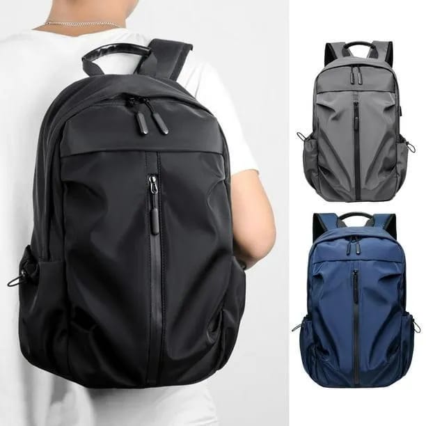 Premium Waterproof Nylon Casual Backpack – Minimalist Unisex Travel & School Shoulder Bag for Boys, Girls & College Students - Black