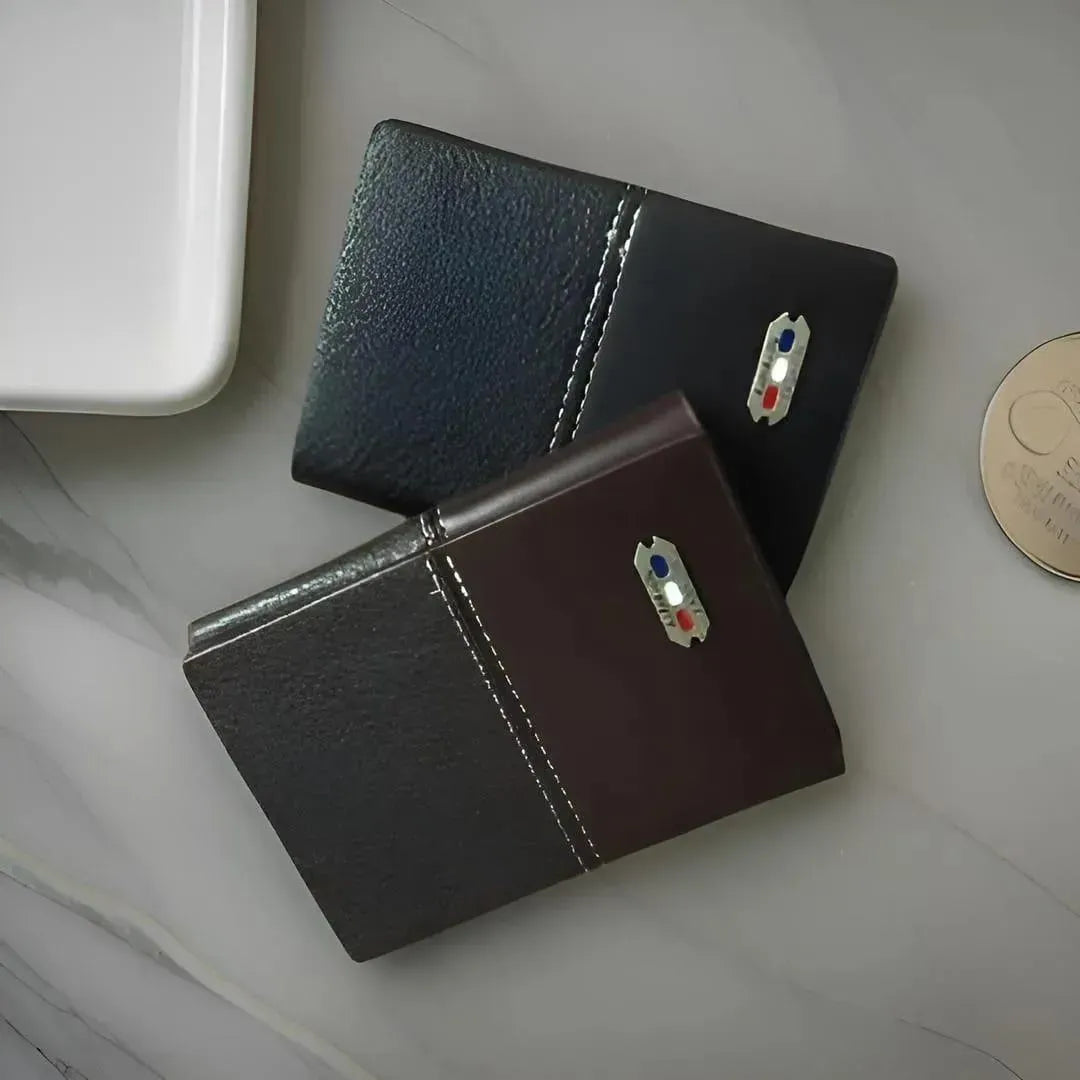 Balebaily Premium Tri-Fold Wallet for Men – 10 Card Slots, Secure Button Closure Black