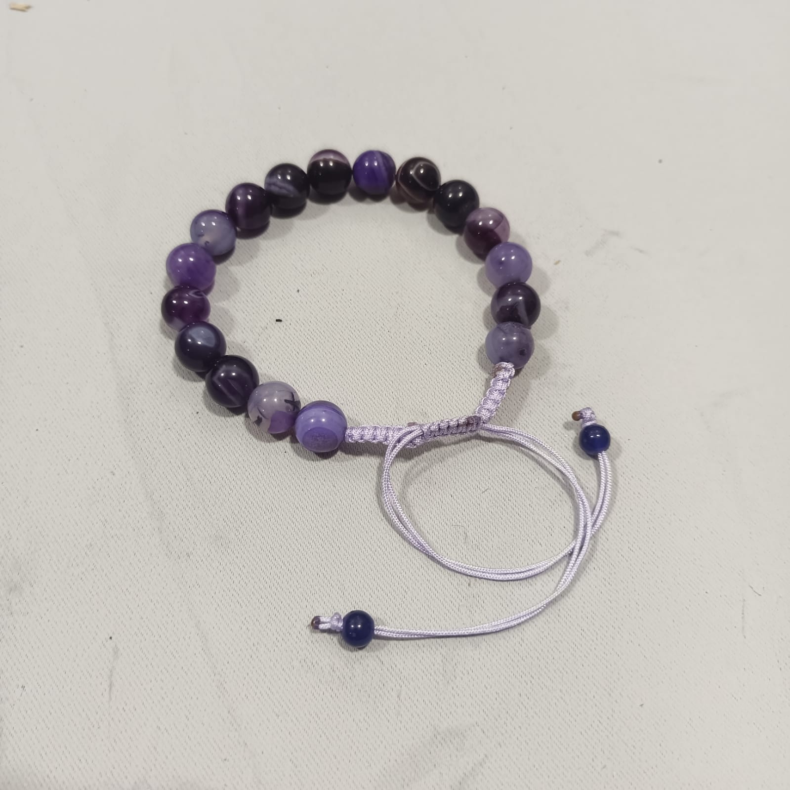 Amythest Stone Braclet - Natural Purple Crystal Healing Quartz Gemstone Stretch Wrist Band - Adjustable