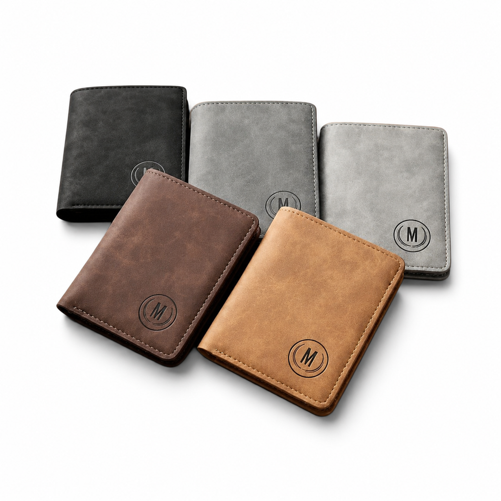 Trending M-Design RFID Wallet | Compact PU Card Holder with Coin Pocket Black