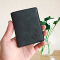 M / Logo Premium Slim Book Shape Leather Wallet for Men – Black